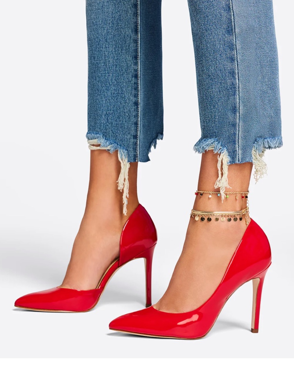 BCBG Red Patent Pointed D'Orsay Stiletto Pump Sz 9.5M